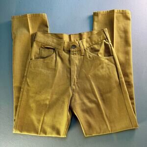 Vintage Kings Road Sears Mustard Gold Textured Pants High Rise Straight Leg 27